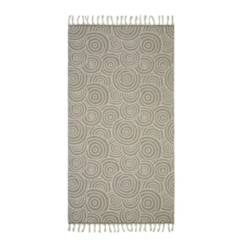 Kikoya - Circles Terry Towels 36x66 in Turkish Cotton Bath Beach Pool - Brown